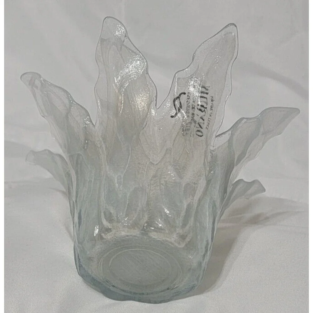 VTG ORIGINAL‎ MURANO HANDBLOWN GLASS FLOWER VASE/BOWL PLANTER WHITE - ITALY